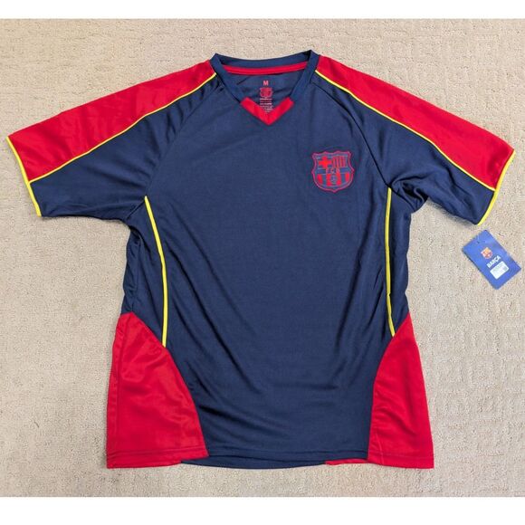 NWT FC Barcelona Jersey Mens Medium Navy Red Futbol Barca - Picture 1 of 7